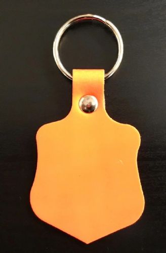 Leather Key Fob / Key Ring - Shield - Various Colours - Qty Options (Fluorescent Orange, 1)